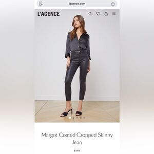 NWT - L’AGENCE Margot Coated Cropped Skinny Jean - Black Coated - 27